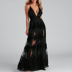 Plunge V-Neck Velvet Dress